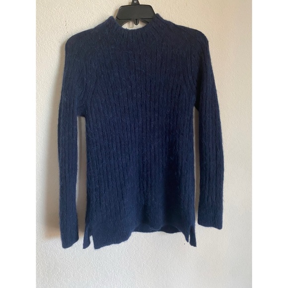 Banana Republic Wool Alpaca Blend Ribbed Eyelash Mock Neck Preppy Sweater XS - Picture 2 of 12